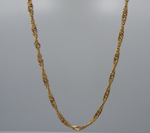 925 Sterling Silver Gold-Plated 3.3mm Singapore Twist Chain Necklace 24" long - Picture 1 of 4