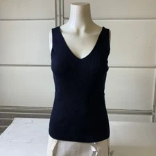 SPLENDID Georgie Cashblend V-Neck Tank Women's Size XL Navy 