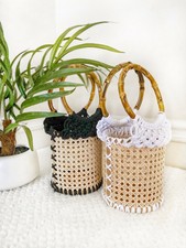 Bali Macrame Cane Bucket Bag