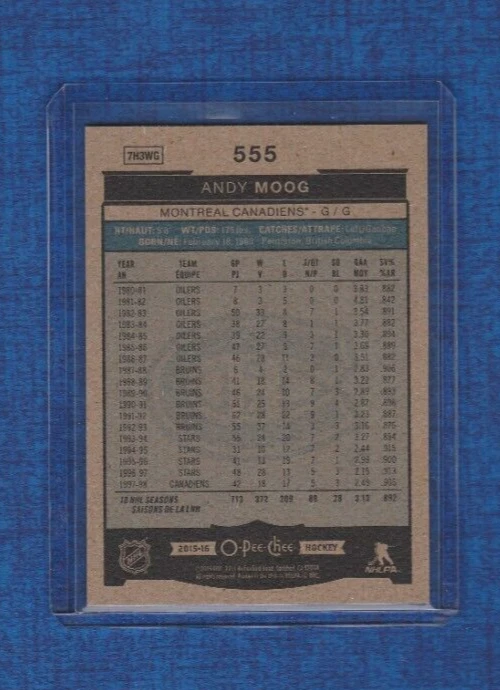 2015-16 OPC O-pee-chee Marquee Legend # 555 Andy Moog - Image 2 of 2