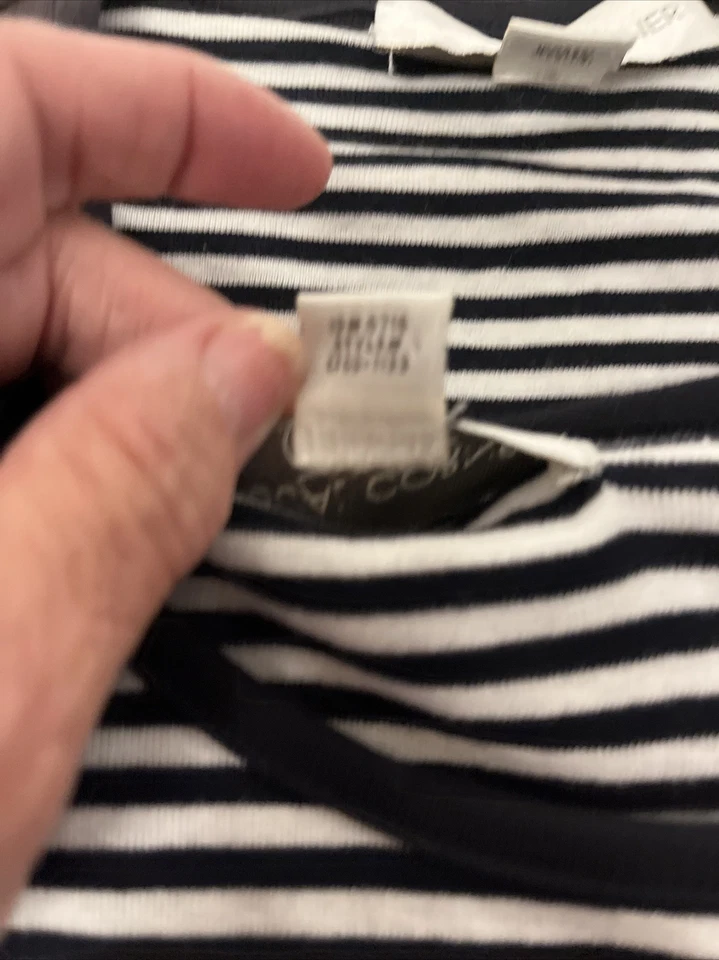 Chaqueta Casual Esquina 2 Piezas Talla L Cremallera Reversible Ss Rayas Camiseta Azul Marino/Blanco Y2K Foto 4 de 4