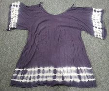 Braeve Dress Womens Medium Blue White Tie Dye Boho Hippie Cold Shoulder New