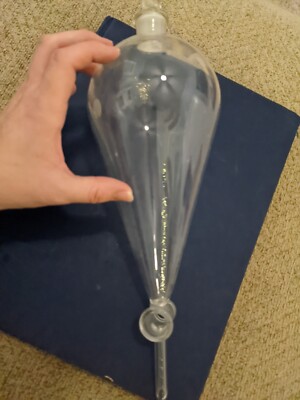 CORNING PYREX Glass Squibb Separatory Funnel 4mm w/stopper No Stop check 500ml?