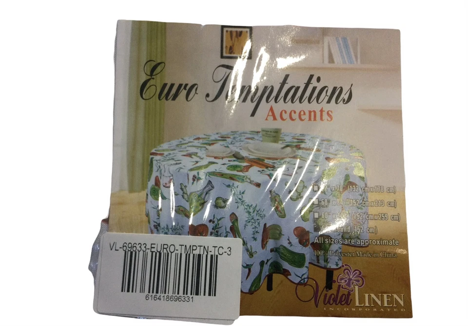 Круглая скатерть Euro Temptations Accents Violet Linen Red Peppers 60 дюймов (N4) - Изображение 2 из 2