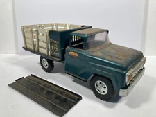 Vtg Antique 1958 1960s Tonka Farms Stake Cattle Truck Teal Weathered Mound Minn