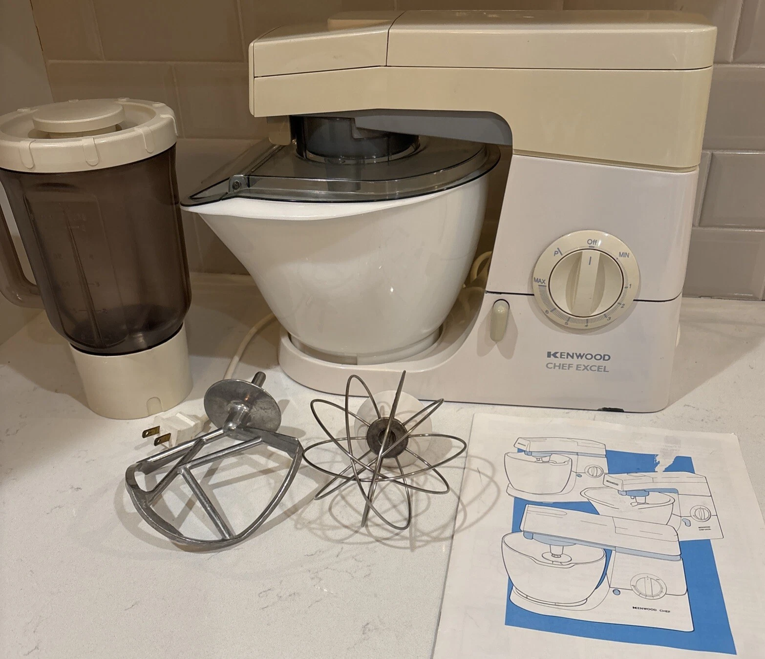 Kenwood Chef Excel Mixer Model KM210 (Tested) w/ Whisk, Beater, & Liquidizer