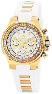 Carucci Damen Armbanduhr Frauen Chronograph Quarzuhr Edelstahl Strasssteine 5ATM