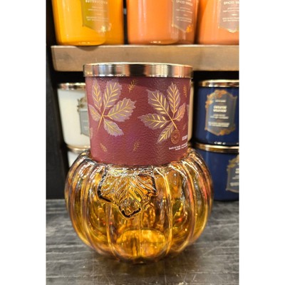 NWT BBW Glass Pumpkin 3 wick holder