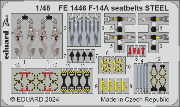 MW22 Eduard FE1446 F-14A Seatbelts Steel 1/48 Zoom Set For Great Wall Hobby-image