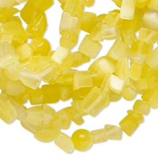 1 Strand Yellow Cat's Eye Fiber Optic Glass Small Chip Beads
