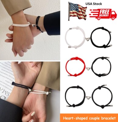 2PCS Heart-Shaped Magnetic Couple Bracelet To Attract Matching