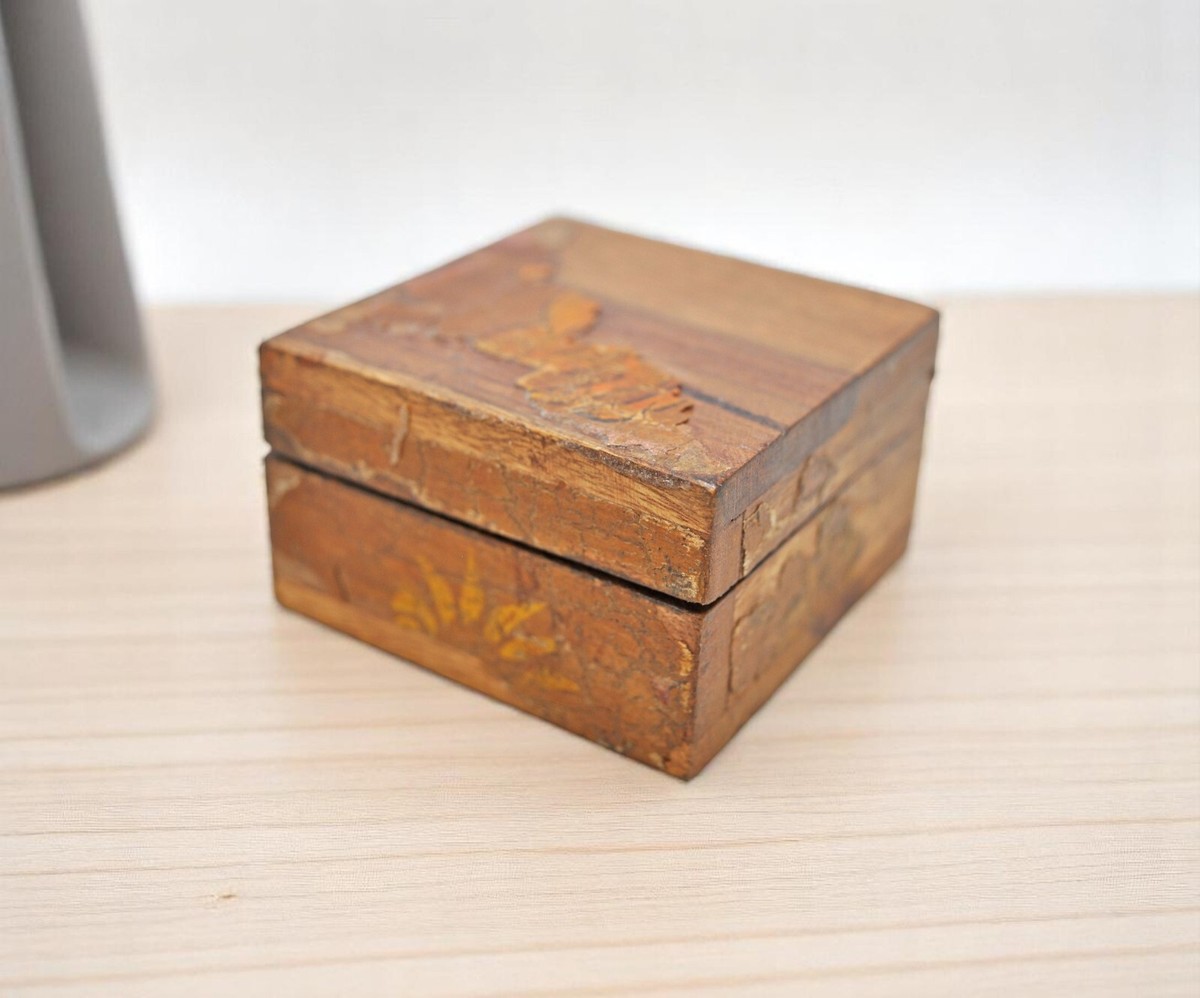 置物 vintage wood box 1980s Vintage Wooden Small Size Square Box Original Old Hand Crafted | eBay