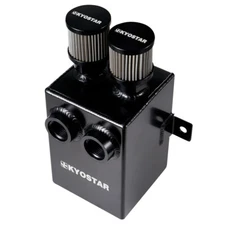 Black 2L 2X 12AN Oil Breather Catch Can Tank 2 Port Dual Breather Filter Kit New