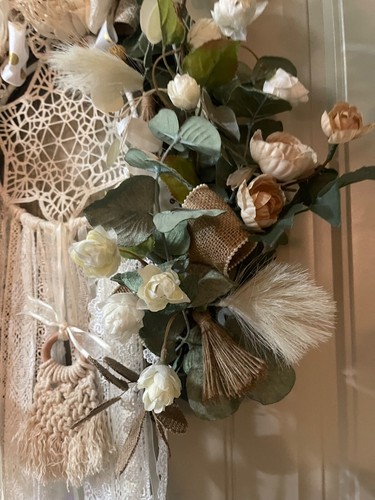 Taylormadecustombows oval Bohemium Dream Catcher grapevine wreath 32x21x8" - Picture 5 of 11