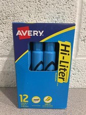 Avery Hi-Liter Chisel Tip Permanent Marker BLUE Box Of 12