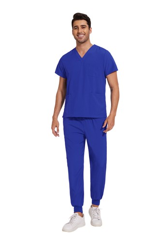 Stretch Medical Nursing Uniform Scrub Set Men V-Neck 3-Pocket-Top Jogger Pants - Picture 66 of 138