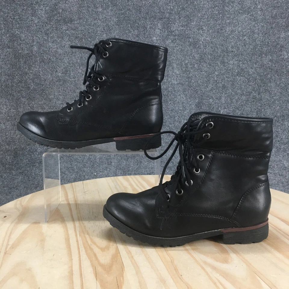 Botas Rock & Candy by Zigi para mujer 6M pintura en aerosol combate negras con cordones al tobillo Foto 2 de 4