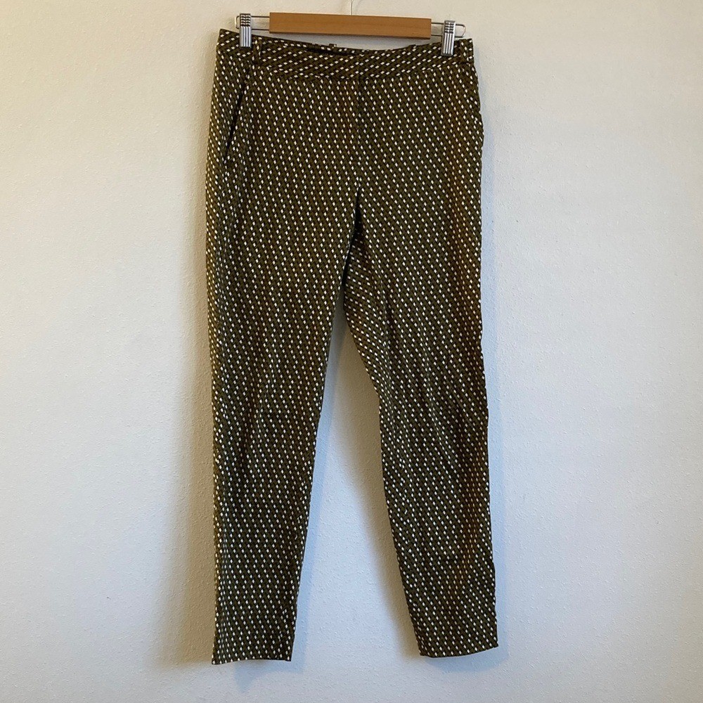 Zara Basic Pants Size 2 Geometric Patterned Green - image 1
