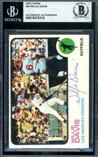 Willie Davis Beckett BAS Signed 1973 Topps Autograph