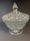 Vintage Anchor Hocking Wexford Clear Glass Pedestal Candy Bowl Dish With Lid