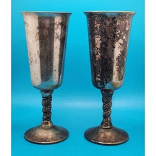 F.B. Roger's Unpolished Silver Plate Goblets set of 2 Twisted Stem 6 3/4' tall