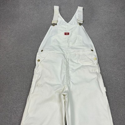 Dickies Latzhose Erwachsene 30x32 weiß Latzhose Arbeitskleidung Canvas Zimmermann Herren