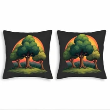 Stylish Throw Pillow Covers 18x18in Set of 2 - Nature-Inspired Tree Design