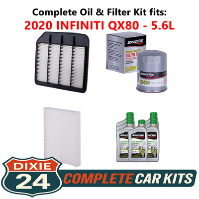 2020 INFINITI QX80 5.6L Complete Oil, Air & Cabin Filter Kit (0W-20)