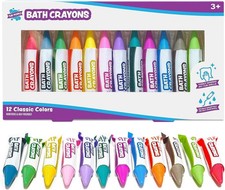 Tub Works Smooth Bath Crayons Bath Toy, 12 Pack Nontoxic, Washable Bath