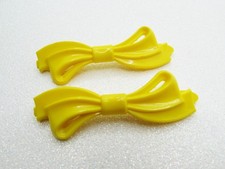 Vintage GOODY Adult Snap-Tight Barrette Set- Yellow Bow Hair Clips- 1980s Preppy