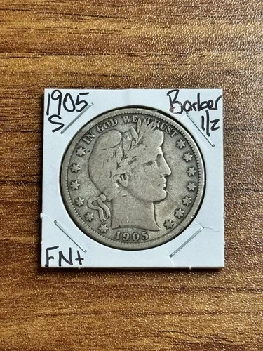 1905 S Barber Silver Half Nice FN Fine U.S. 50c Type Coin (Raw18062)