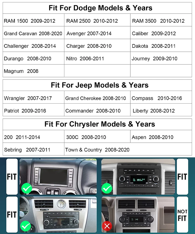 10.1" Double 2Din 4GB Car Stereo Radio GPS Navi Player For Jeep Chrysler Dodge - Image 2 of 4