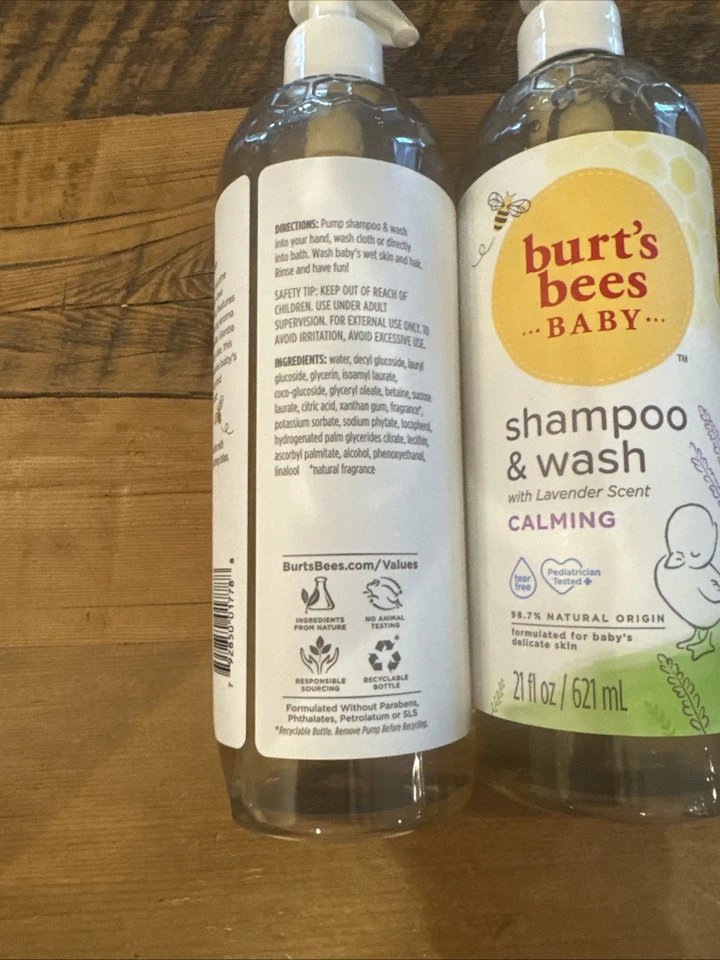 Champú y lavado para bebés Burts Bees 2 piezas con aroma a lavanda calmante ~ 21 FL OZ EA ~ NUEVO Foto 3 de 3