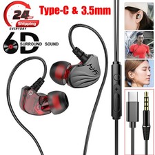 3.5mm & Type C Handsfree Headphones In Ear Earphones Wired Earbuds AUX Jack
