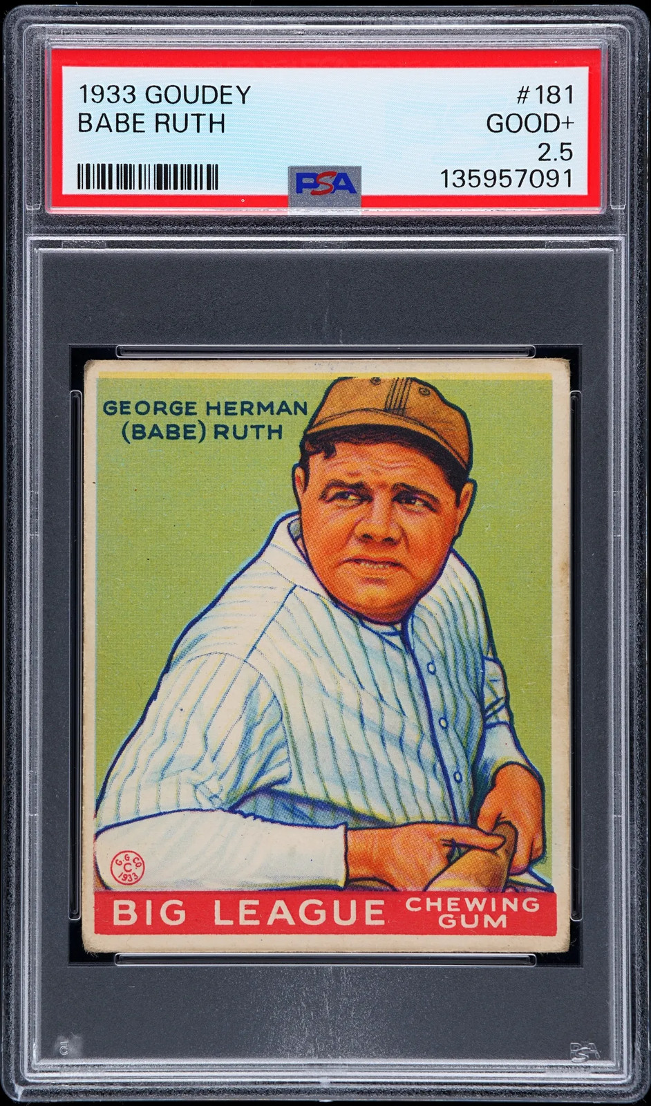 1933 Goudey Babe Ruth #181 PSA 2.5