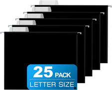 25 Packs Hanging File Folders,Black Letter Size File Folder,Designed for Bulky F