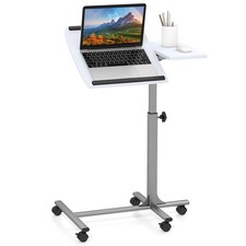 Mobile Standing Desk Height Adjustable Sit to Stand Laptop Desk White