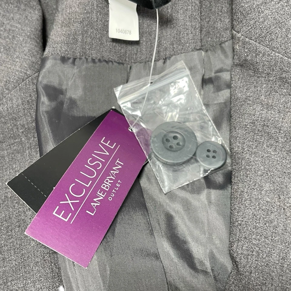 Nuevo Con Tag Lane Bryant Mujer 16 Blazer Chaqueta Gris Traje Abrigo Ropa Profesional Foto 4 de 4
