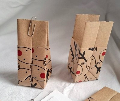 10 Mini Kraftpapier Tüten Weihnachten/Giveaways/Nikolaus/Geschenktüte Handarbeit