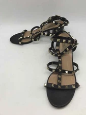 Pre-Owned Valentino Black Size 37.5 Block Ankle Strap Heels