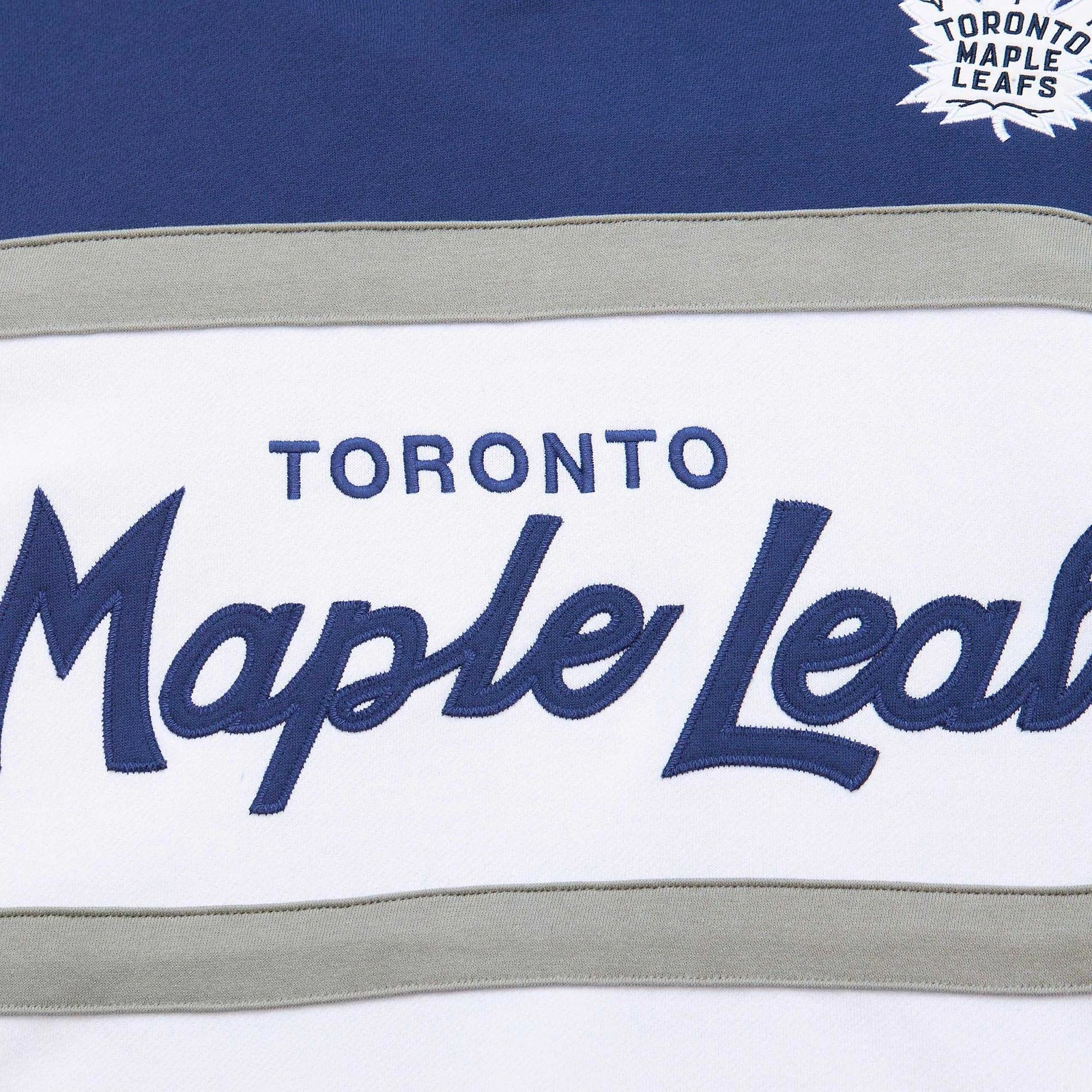 Felpa con cappuccio pullover uomo Mitchell & Ness bianco blu Toronto Maple Leafs Head Coach
