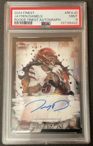 JAYDEN DANIELS Rookie Auto RC PSA 9 MINT 2024 Topps Finest Football Autograph