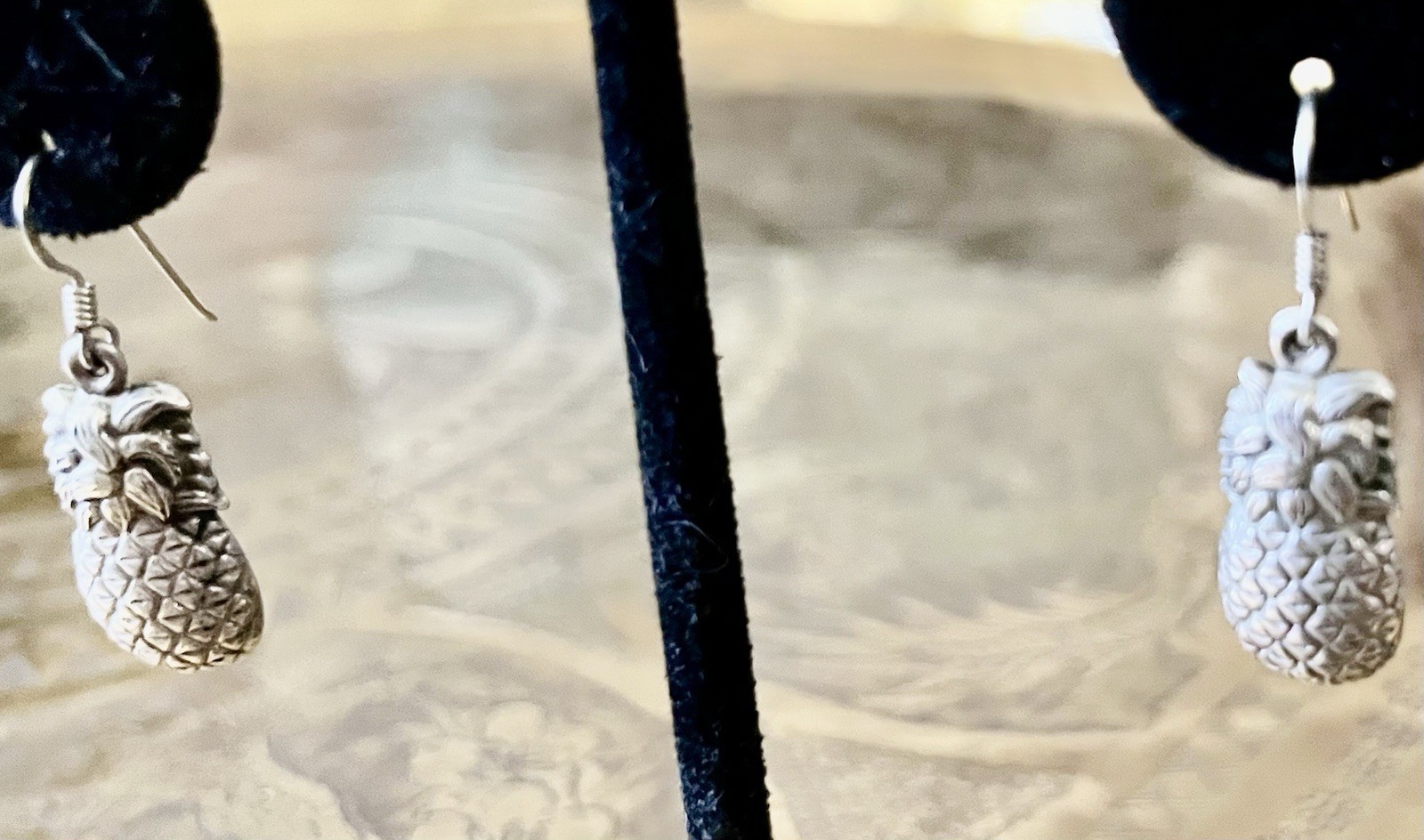 Earrings Sterling Silver Solid Pineapple Dangles - image 3