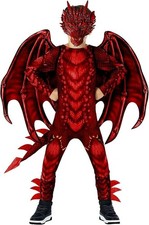 Rot Drache Kostüm Für Kinder Jungen Karneval Faschingskostüm Halloween S - XL