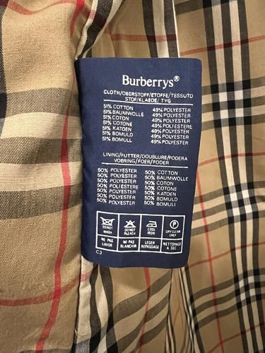 Vtg Burberrys Men’s Beige Long Trench Coat Nova Check Lining no belt image 7