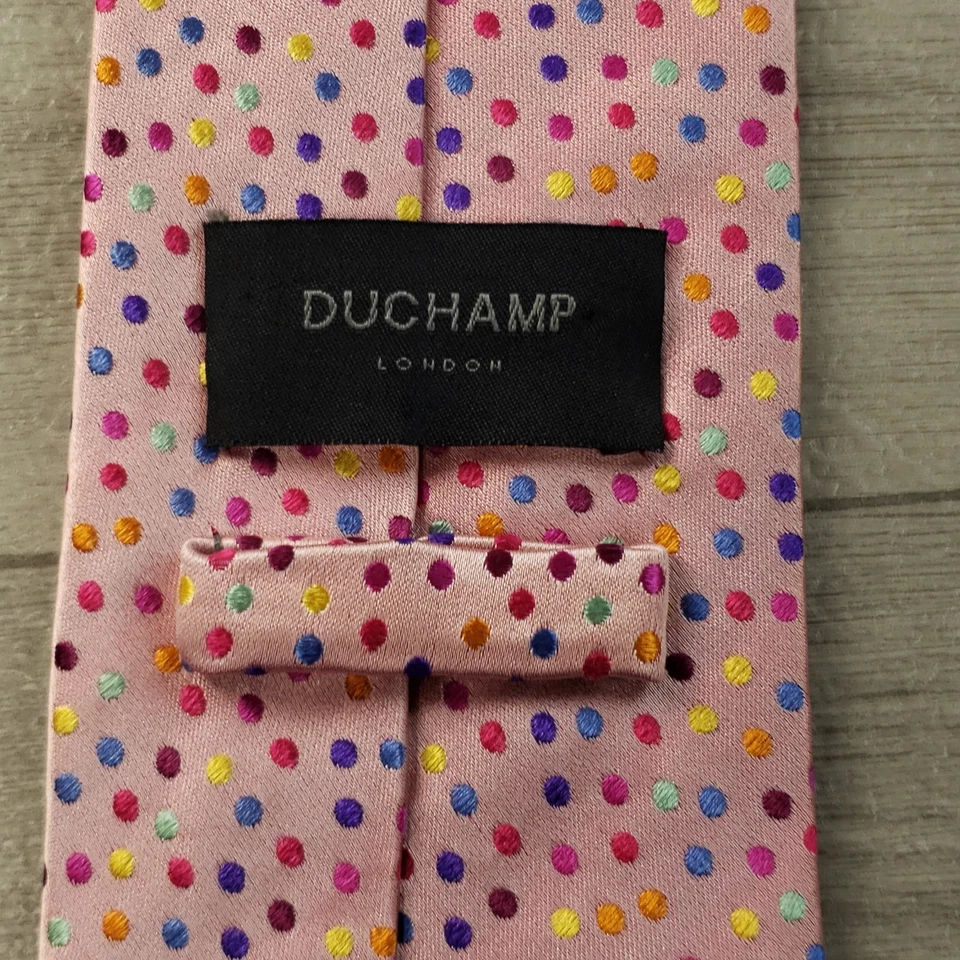 Мужской дизайнерский галстук Duchamp London розовый многоцветный в горошек геометрический шелк - Изображение 4 из 4