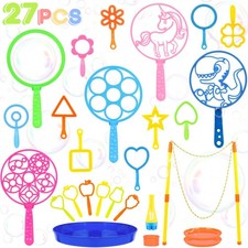REZUCREY 27 Pcs Big Bubble Wands Toys Set, Giant with Tray for...