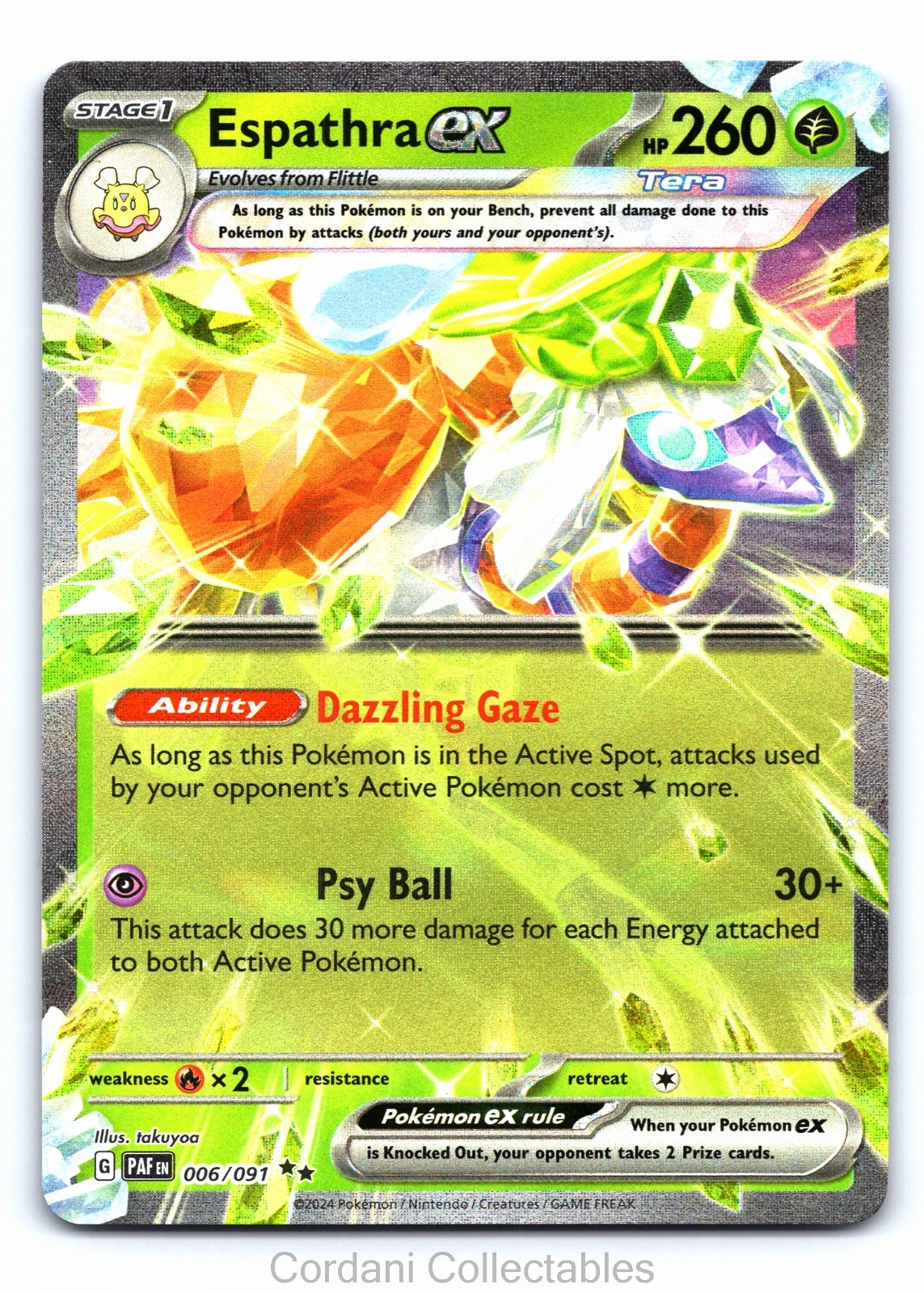 Espathra EX 006/091 - Paldean Fates - Pokemon Card - Near Mint