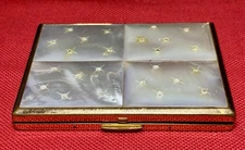 Vintage Elgin American Compact Mother of Pearl Rhinestone Inlay 1950s USA