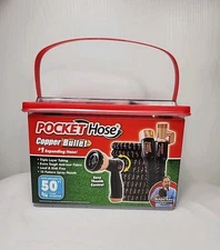 Pocket Hose Copper Bullet Expandable Garden Hose 50 FT Thumb Spray Nozzle
